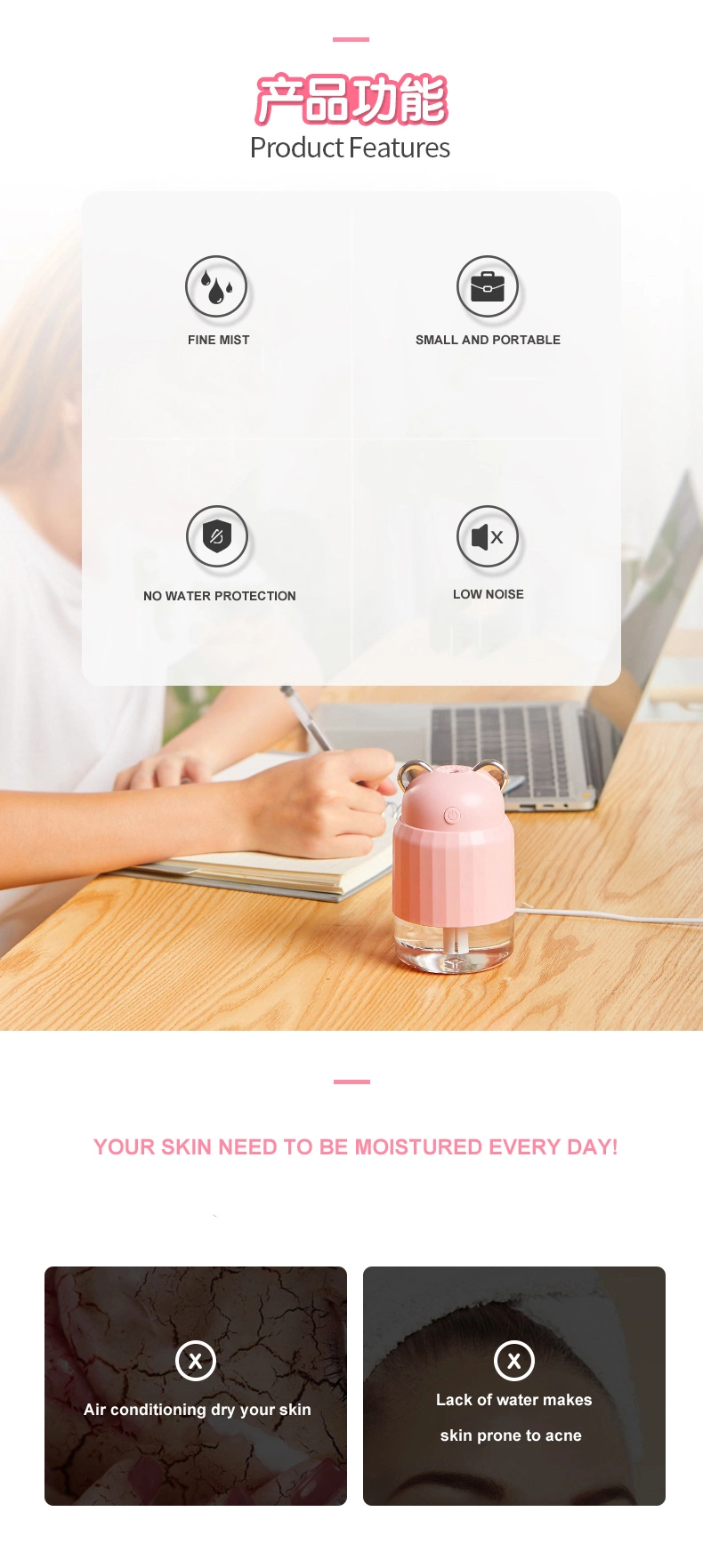 Hot Selling 300ml USB Essential Oil Diffuser Mini Car Humidifier