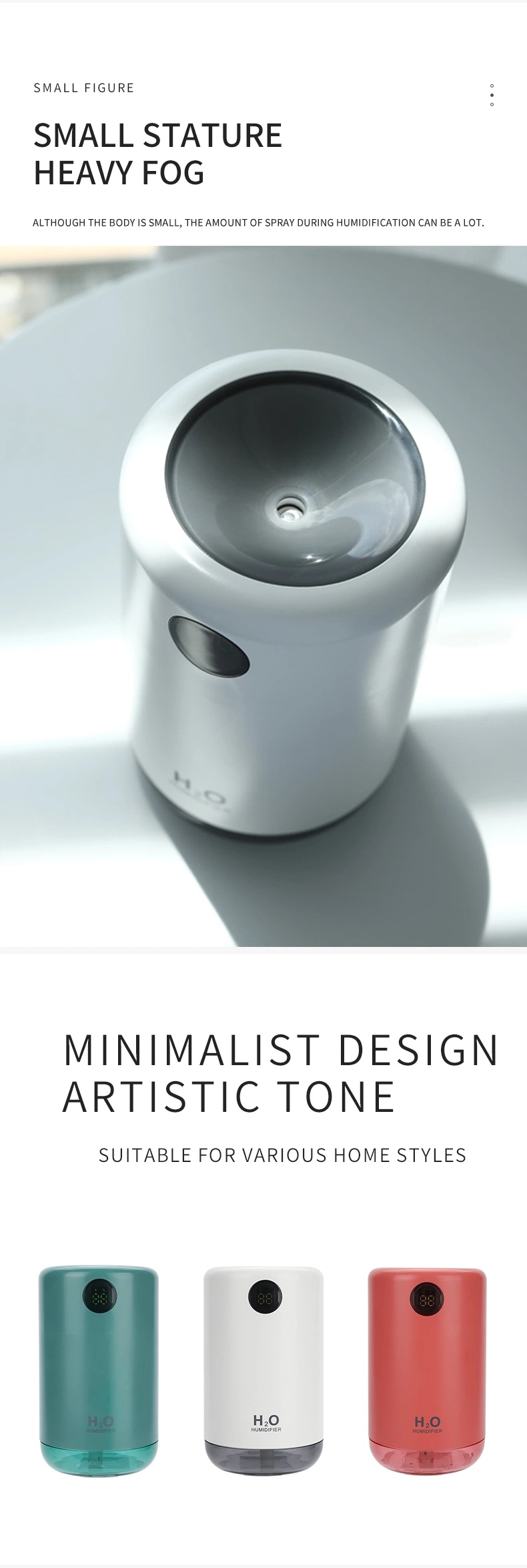 500ml Portable Car Humidifier H20 Diffuser H2O Humidifier Ultrasonic H2O Air Humidifier