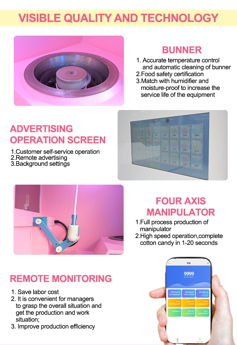 Low Cost and High Return Commercial Flossed out Cotton Candy Machine Vending Machine