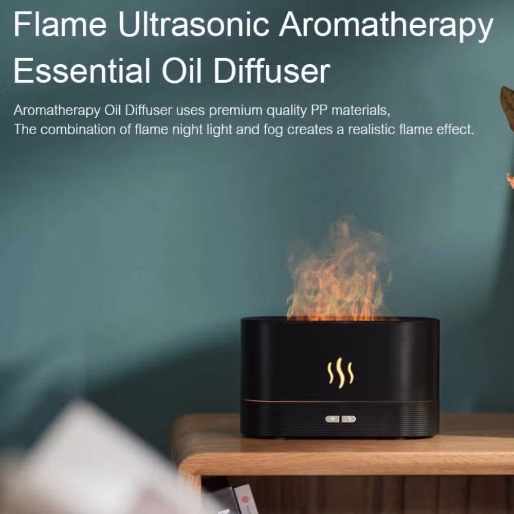 Wholesale Desktop 3D Flame Aroma Diffuser Portable Mini Ultrasonic USB Air Humidifier Aroma Diffuser with Night Light