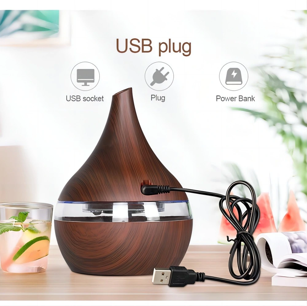 2023 Top Seller Essential Oil Diffuser 300ml Aroma Diffuser Remote Control Air Humidifier Electric Wooden Aromatherapydiffuser