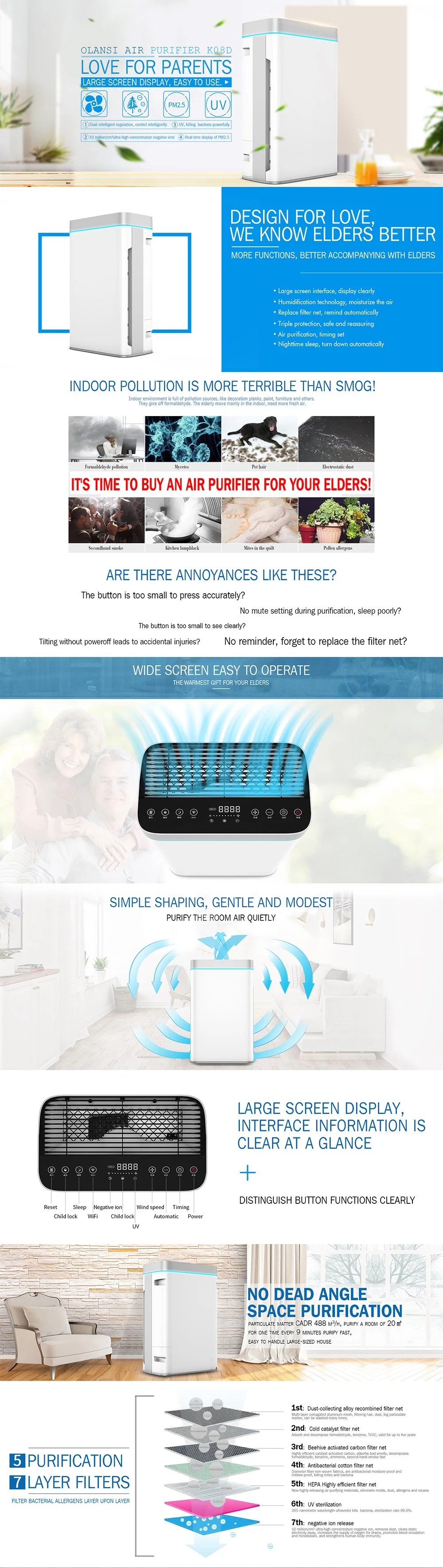 Factory Direct Supply Home Smart Pm2.5 Cleaning Room Air Humidification Tuya WiFi Air Purifier Humidifier