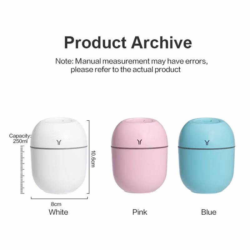 Portable Colorful LED Light Mini 250ml H2O Spray Mist Leaf Humidifier Car USB Cool Mist Air Humidifier