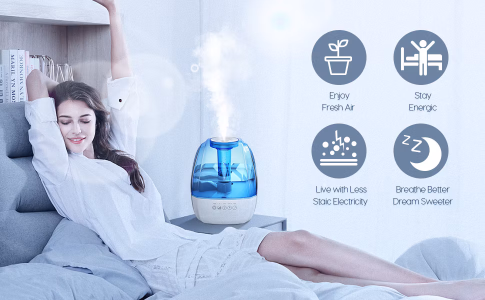 Cool Mist Humidifiers for Bedroom Large Room, 4.5L Air Humidifier with Sleep Mode