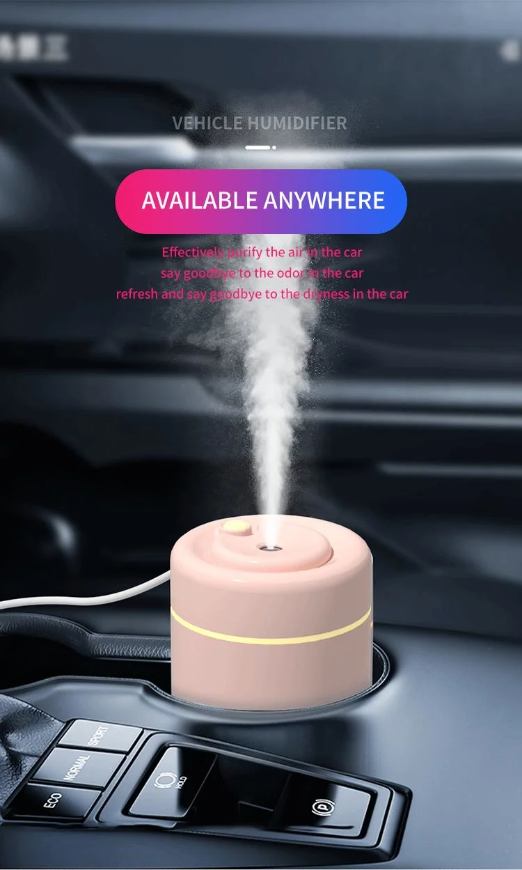 2022 Portable USB Spray Cool Mist LED Light H2O Personal Space Aroma Essential Oil Diffuser Ultrasonic Mini Car Air Humidifier