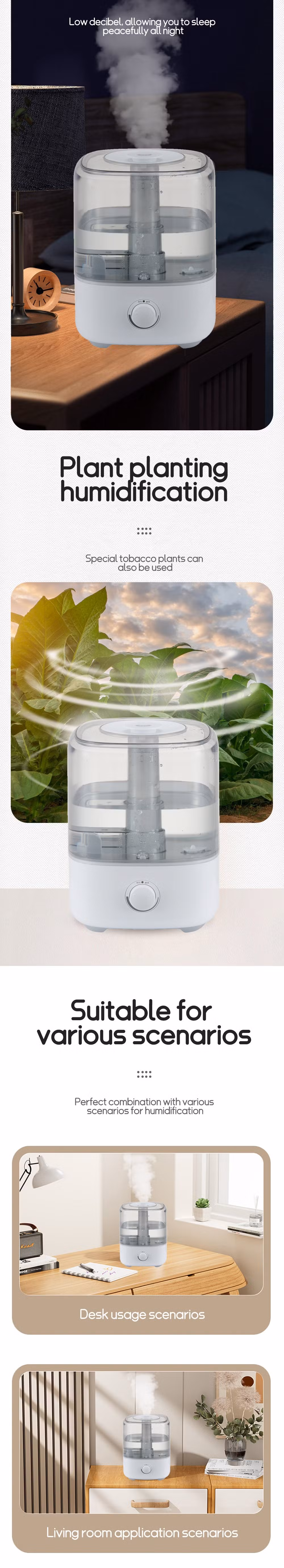 Top Fill Auto Shutoff Spray Humidification Cool Mist Smart Ultrasonic Air Humidifier with Humidistat