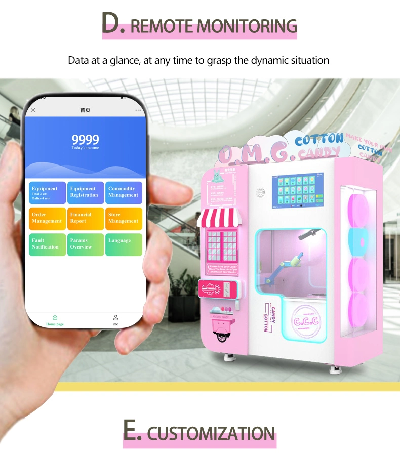 Low Cost and High Return Commercial Flossed out Cotton Candy Machine Vending Machine