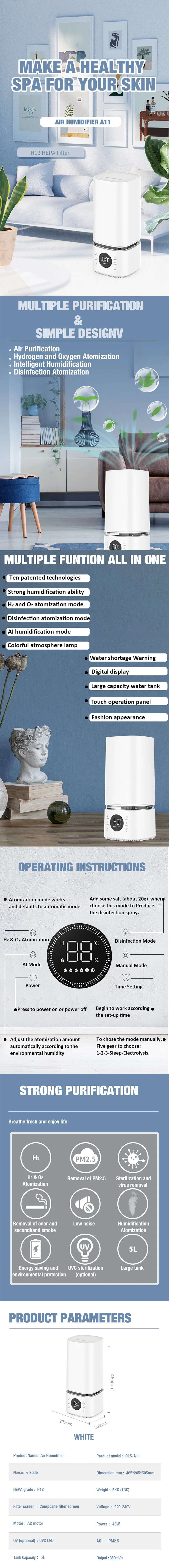 Simple Design Humidifier Air Purifier Air Purifier with Humidifier Industrial Air Purifier