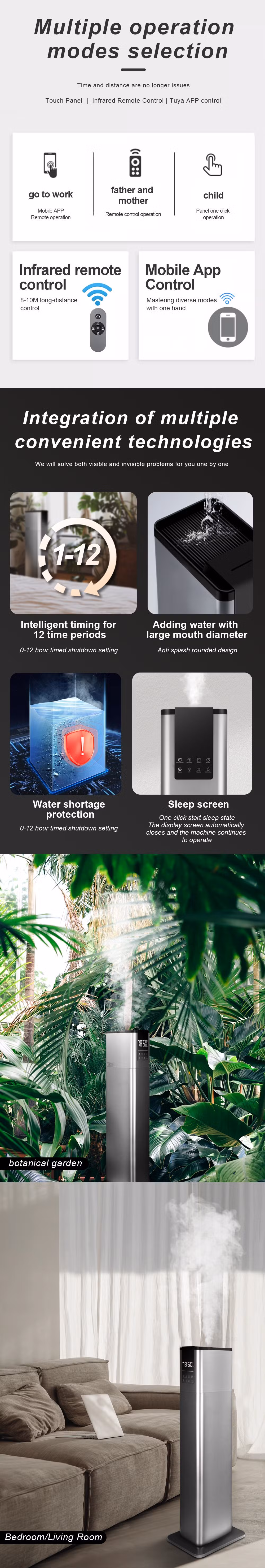 Smart New 13L Kc Certification Hybrid Top Fill Bedroom Large Warm and Cool Mist WiFi Steam Air Humidifier