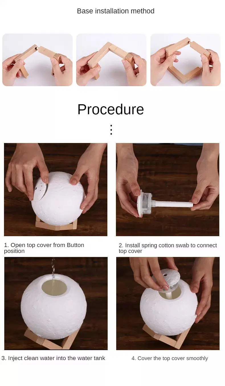 Aromatherapy Essential Oil Water Light Diffuser USB Mini Purifier Waterless Moon Humidifier
