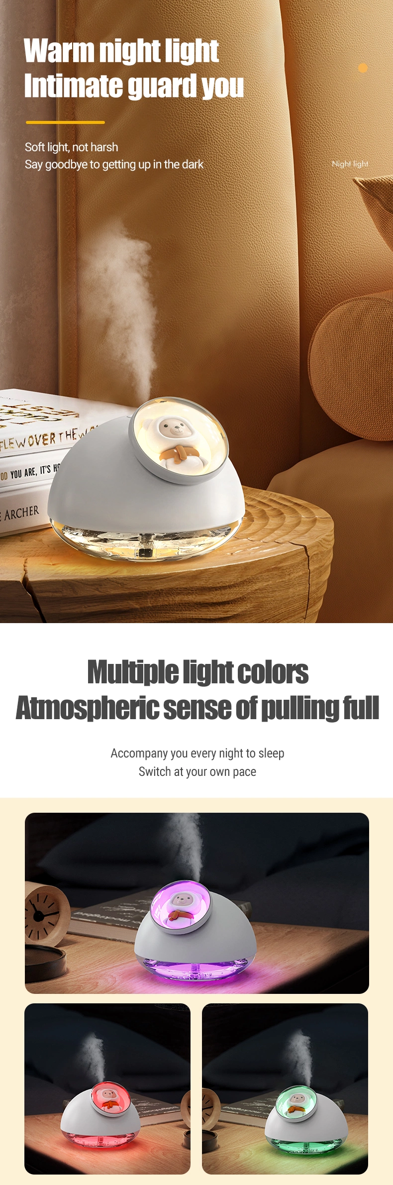 Home Colorful LED Night Atmosphere Light Cute Humidifier