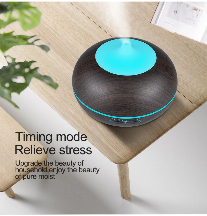 550ml Large Capacity Wood Grain Diffuser Water Rechargeable Ultrasonic Cool Mist Air Humidifier