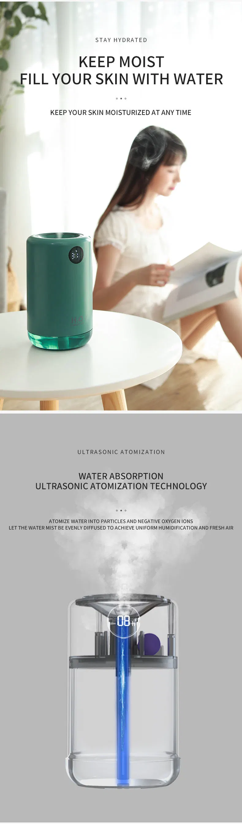 500ml Portable Car Humidifier H20 Diffuser H2O Humidifier Ultrasonic H2O Air Humidifier