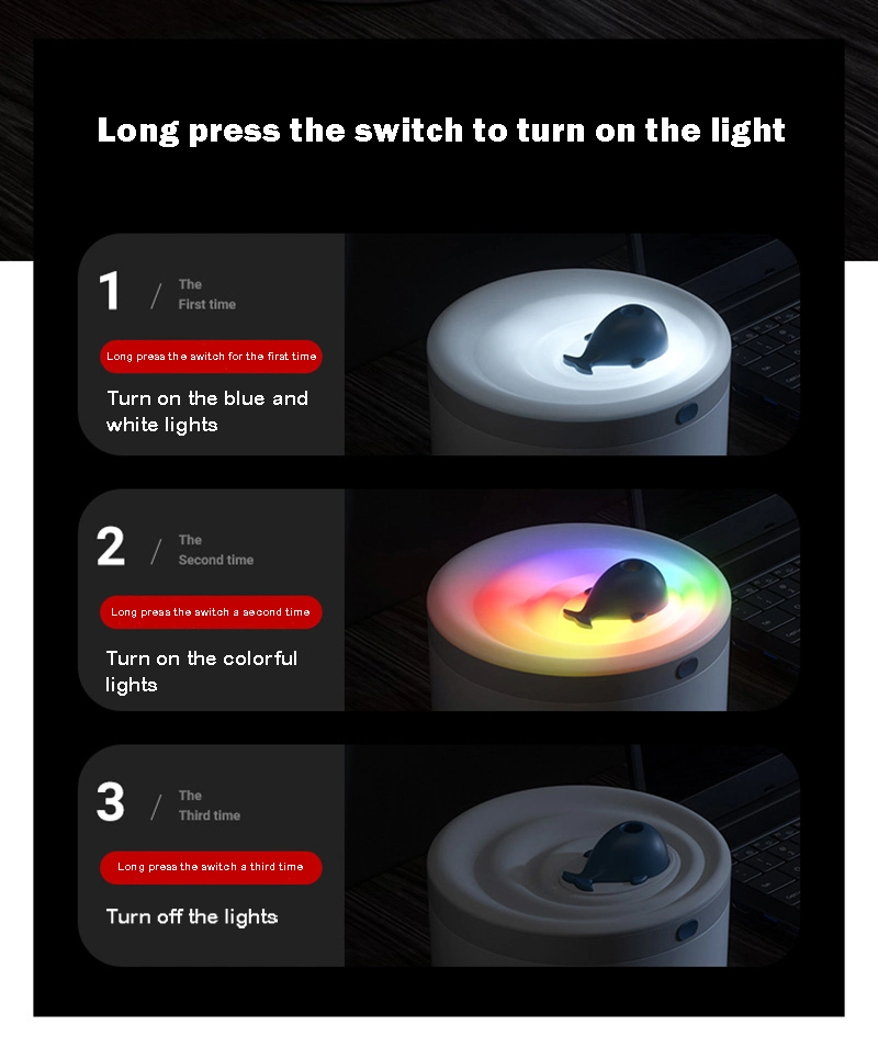 Colorful Whale Night Light Household Mute Spray Aromatherapy Baby Room Humidifier