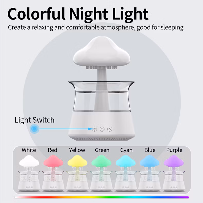 High Quality Mushroom Air Humidifier for Room Rain Cloud with Night Light Scent Diffuser