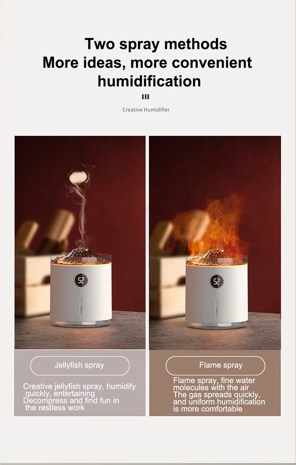 Ultrasonic USB Volcano Fire 3D Lamp Aromatherapy Simulation Flame Air Humidifier