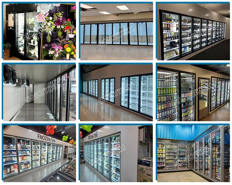 Glass Door Cold Room Display Walk in Cooler for Supermarket in USA