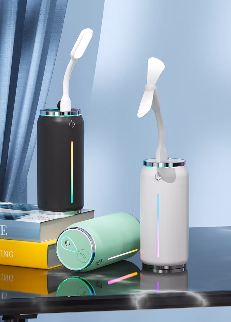 2023 New Design Small USB Cool Mist Humidifier for Bedroom Office Car with Light.