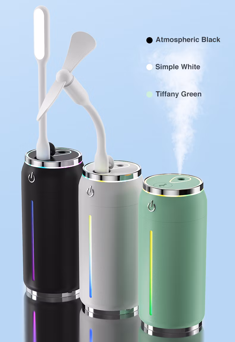 2023 New Design Small USB Cool Mist Humidifier for Bedroom Office Car with Light.