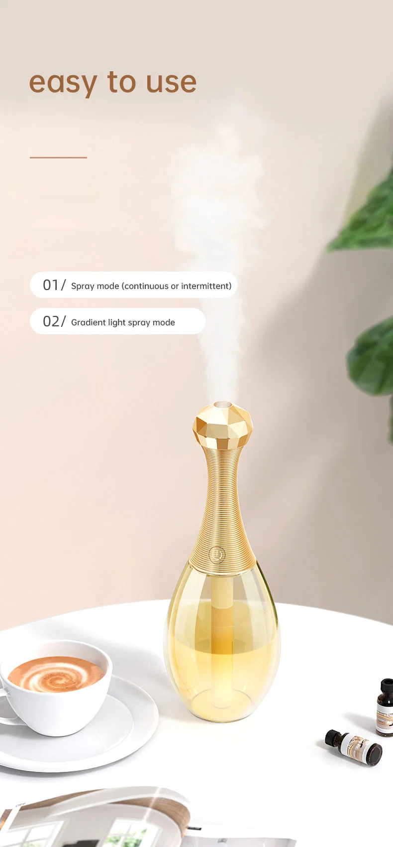 Mini Portable Cute USB Wireless Aroma Diffuser Ultrasonic Water Cooling Fog Humidifier