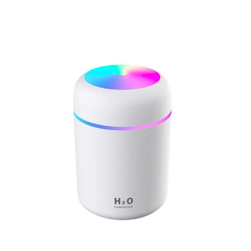 Portable Mini Humidifier with Night Light, Small Humidifier for Bedroom 300ml, USB Personal Desktop Humidifier for Travel Office Home, Auto Shut-off, 2 Spray Mo