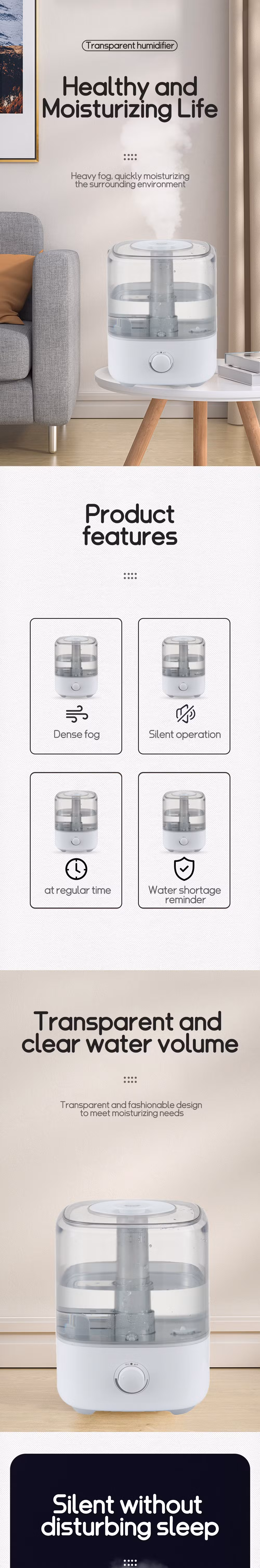 Top Fill Auto Shutoff Spray Humidification Cool Mist Smart Ultrasonic Air Humidifier with Humidistat