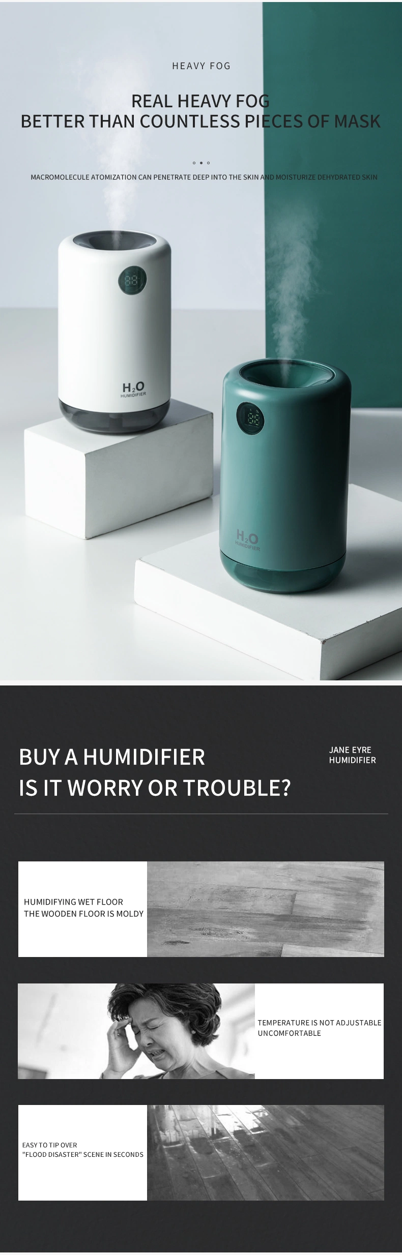 500ml Portable Car Humidifier H20 Diffuser H2O Humidifier Ultrasonic H2O Air Humidifier