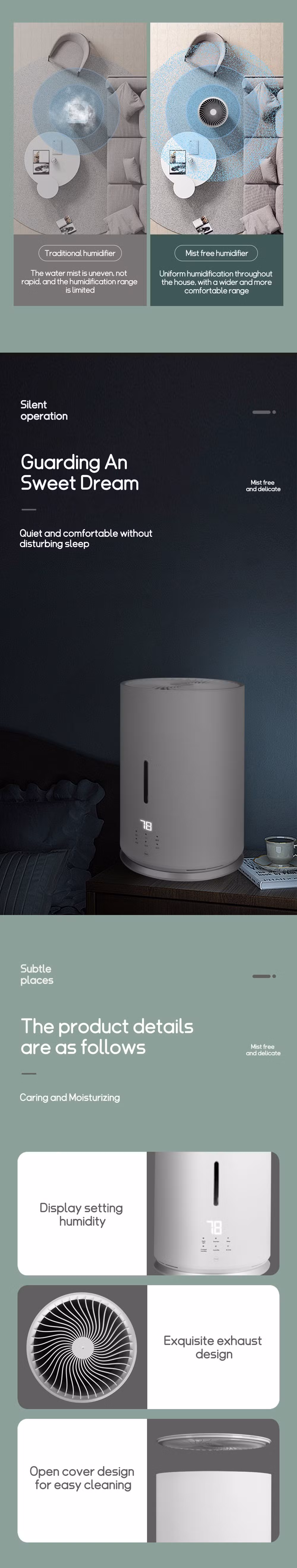 2023 Best Seller H13 HEPA Filter Evaporative Humidifier with UV Air Purifier
