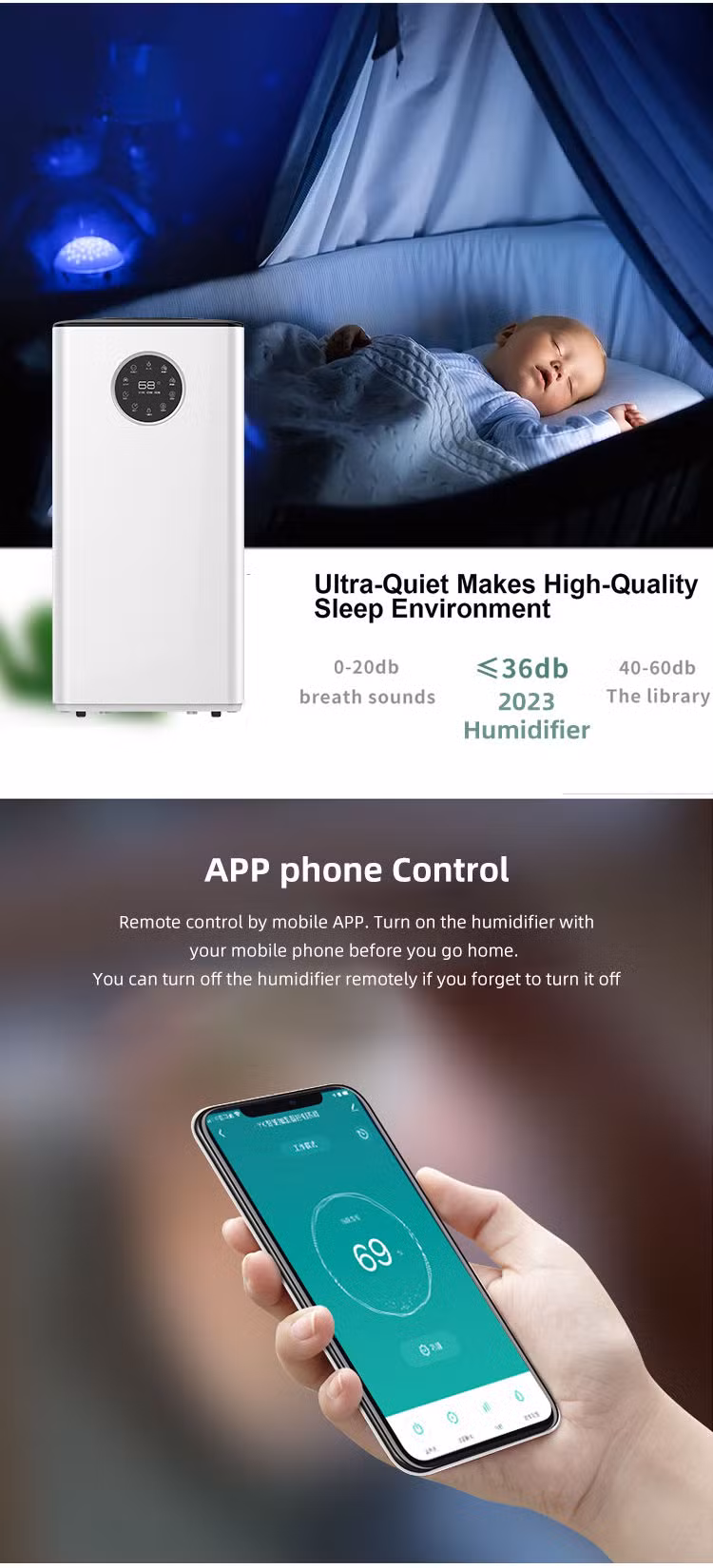 No Fog Evaporative Humidifier with UV Air Purifier with Child Lock