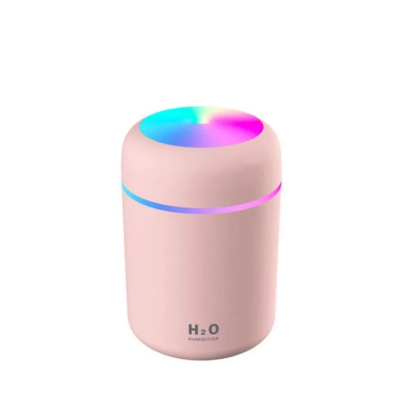 Portable Mini Humidifier with Night Light, Small Humidifier for Bedroom 300ml, USB Personal Desktop Humidifier for Travel Office Home, Auto Shut-off, 2 Spray Mo