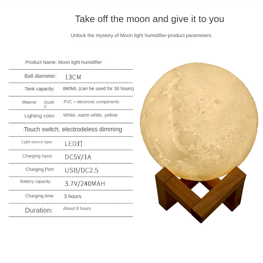 Aromatherapy Essential Oil Water Light Diffuser USB Mini Purifier Waterless Moon Humidifier