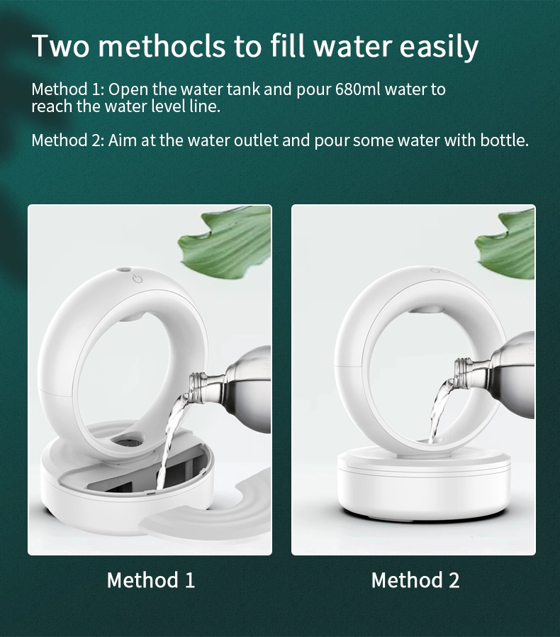 2023 New Product 680ml Anti Gravity Water Drop Humidifier Diffuser Droplet Backflow USB Small Steam Antigravity Air Humidifier