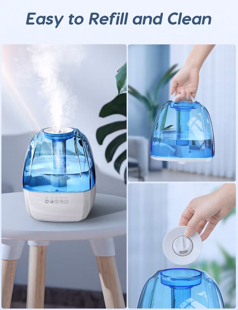 Cool Mist Humidifiers for Bedroom Large Room, 4.5L Air Humidifier with Sleep Mode