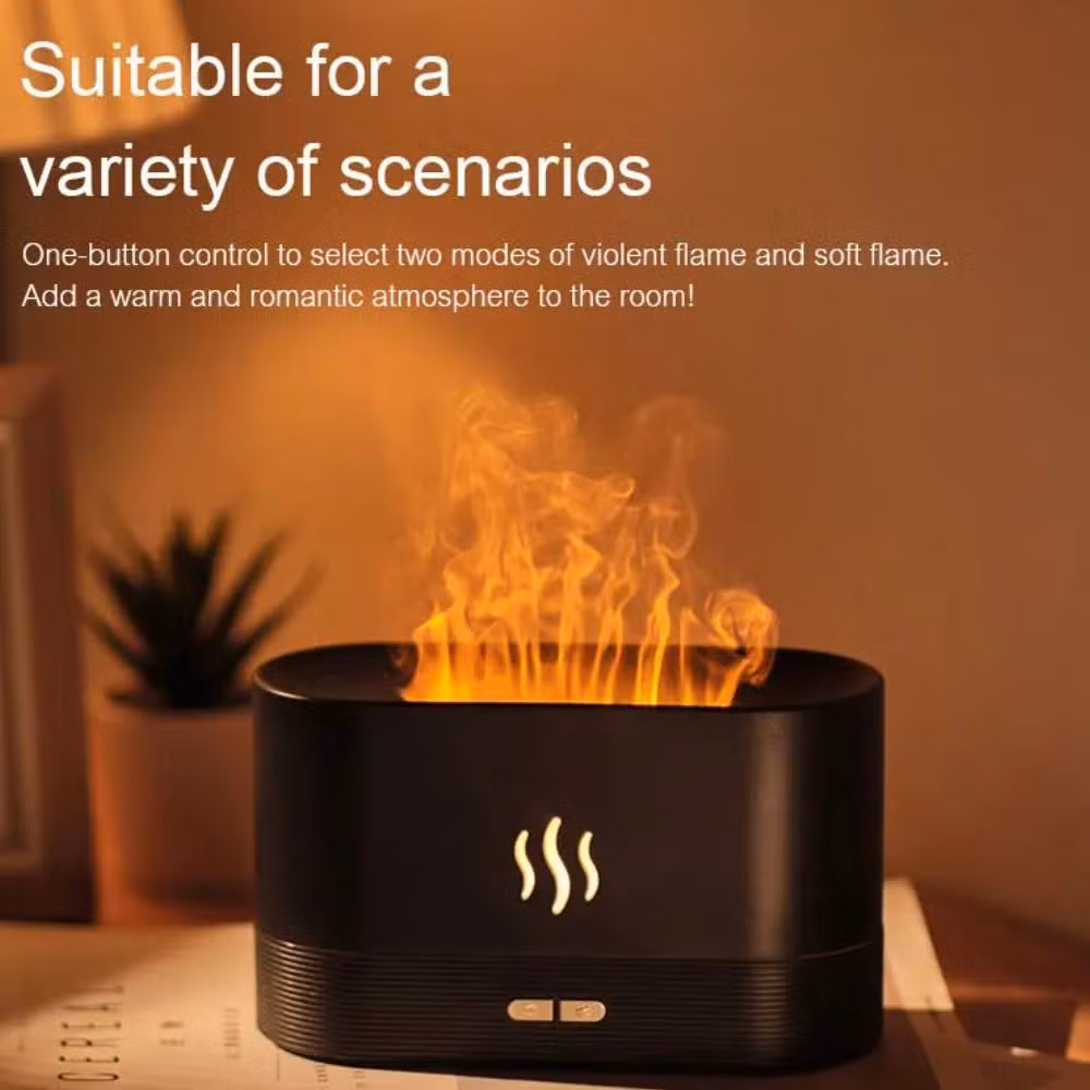 Wholesale Desktop 3D Flame Aroma Diffuser Portable Mini Ultrasonic USB Air Humidifier Aroma Diffuser with Night Light