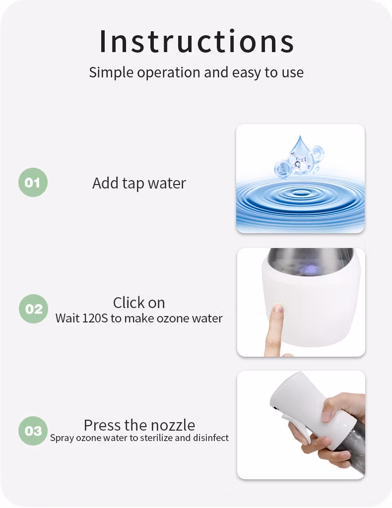 280ml Capacity High Quality Portable Homemade Ozone Disinfection Water Purifier Generator Sprayer