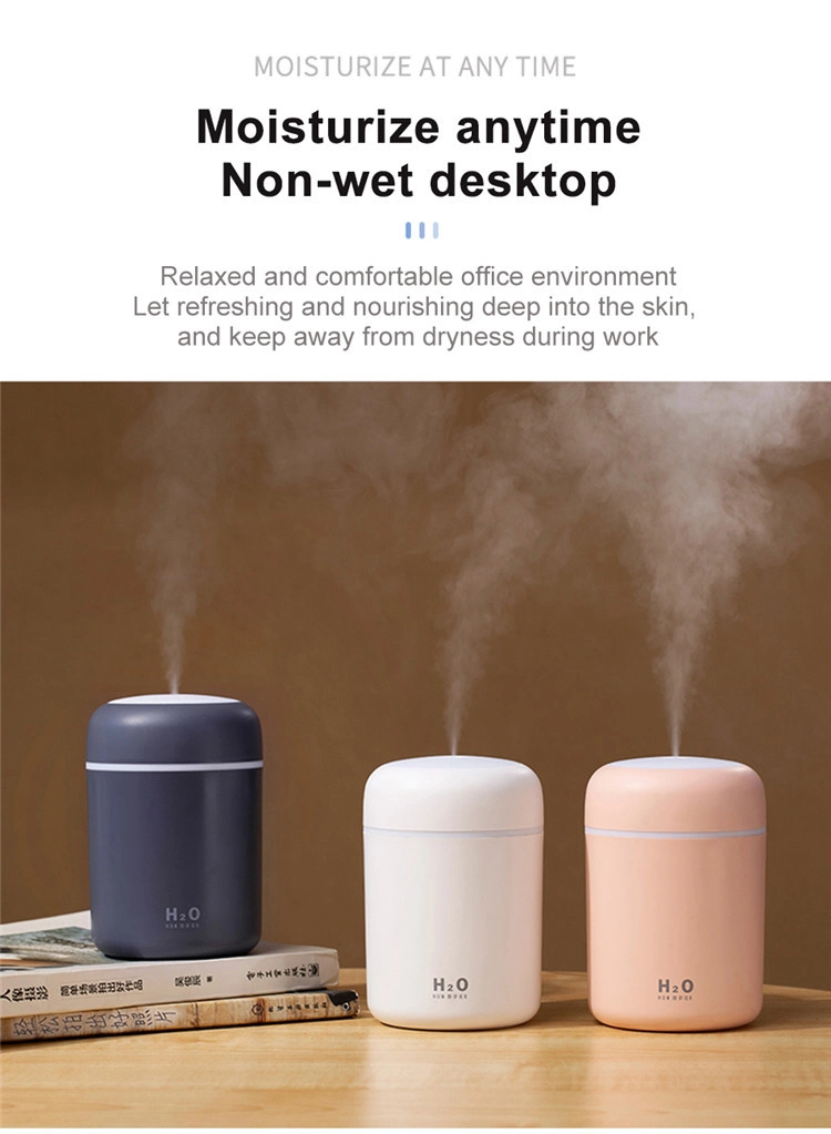 Hot Selling 300ml Car Humidifier LED Light Smart Ultrasonic USB Home Cool Mist Air H20 Humidifier