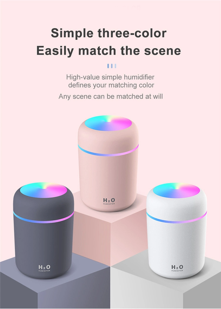 Hot Selling 300ml Car Humidifier LED Light Smart Ultrasonic USB Home Cool Mist Air H20 Humidifier