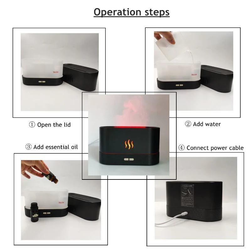 Hot Sale Mini Colorful Fire LED Flame Room Ultrasonic Flame Lamp Humidifier