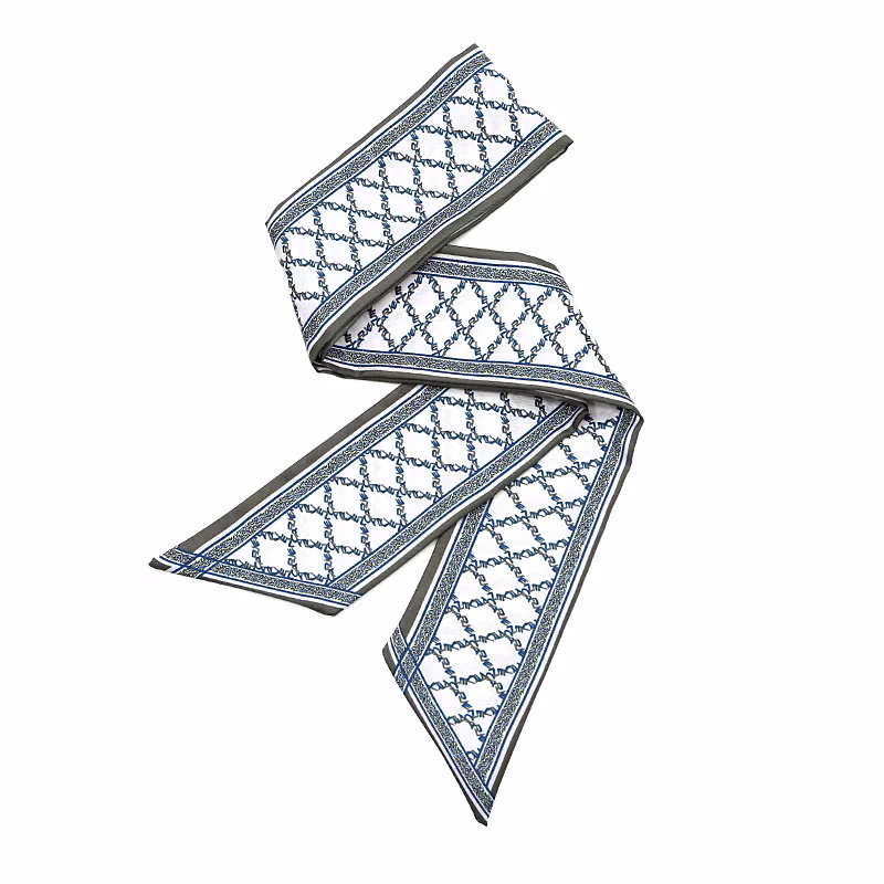 Women Double Sided Silk Twilly Mulberry Silk Small Long Silk Scarf