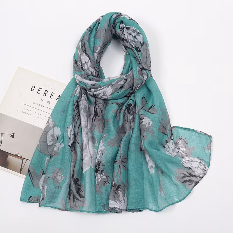 Hot Sell Beautiful Design Patterns Cotton Voile Hijab Square Scarf