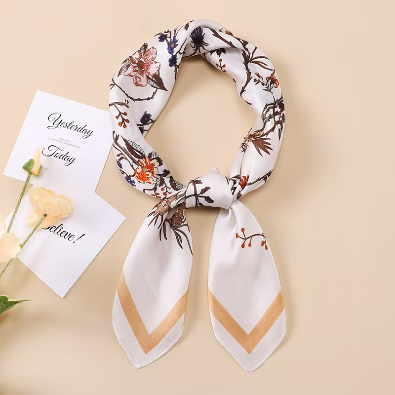 Women Silk Square Chiffon Hairband Polyester Lady Scarf