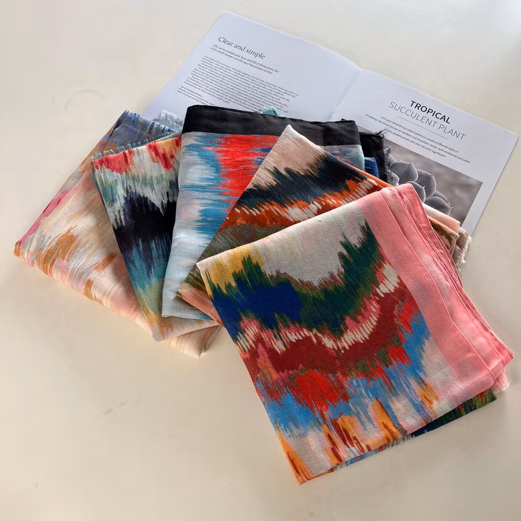 Wholesale Print Pattern Lady Women Large Long Satin Silk Scarf