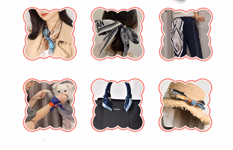 Women Double Sided Silk Twilly Mulberry Silk Small Long Silk Scarf