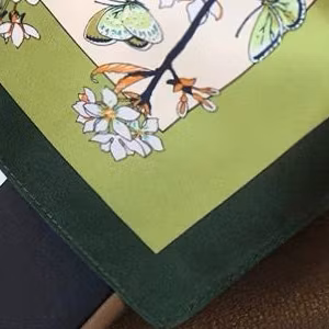 Women Custom Design Colorful Fashion Flower Digital Printed Square Lady Silk Scarf