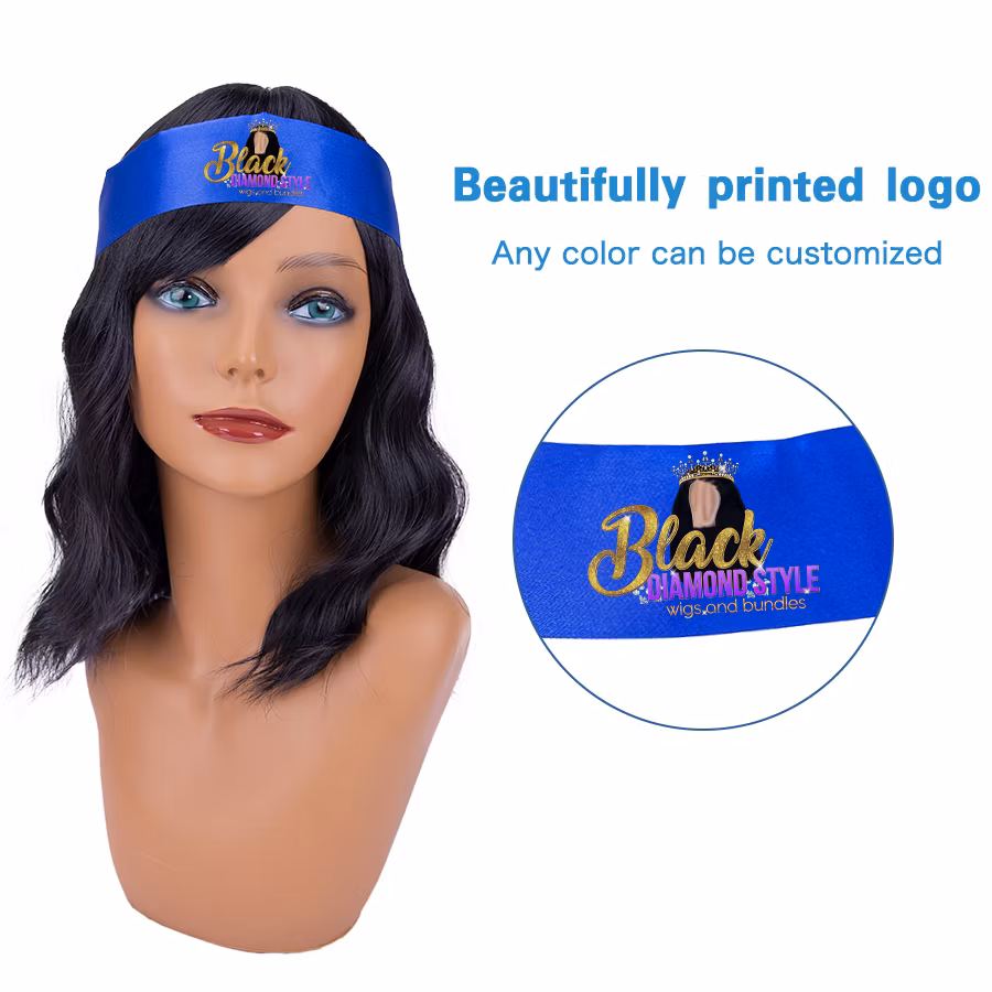 Fashion Edge Scarf Head Wear Frontal Wraps Ponytail Scarf Headband Hair Bands Silk Scarves Hair Accessories Custom Logo