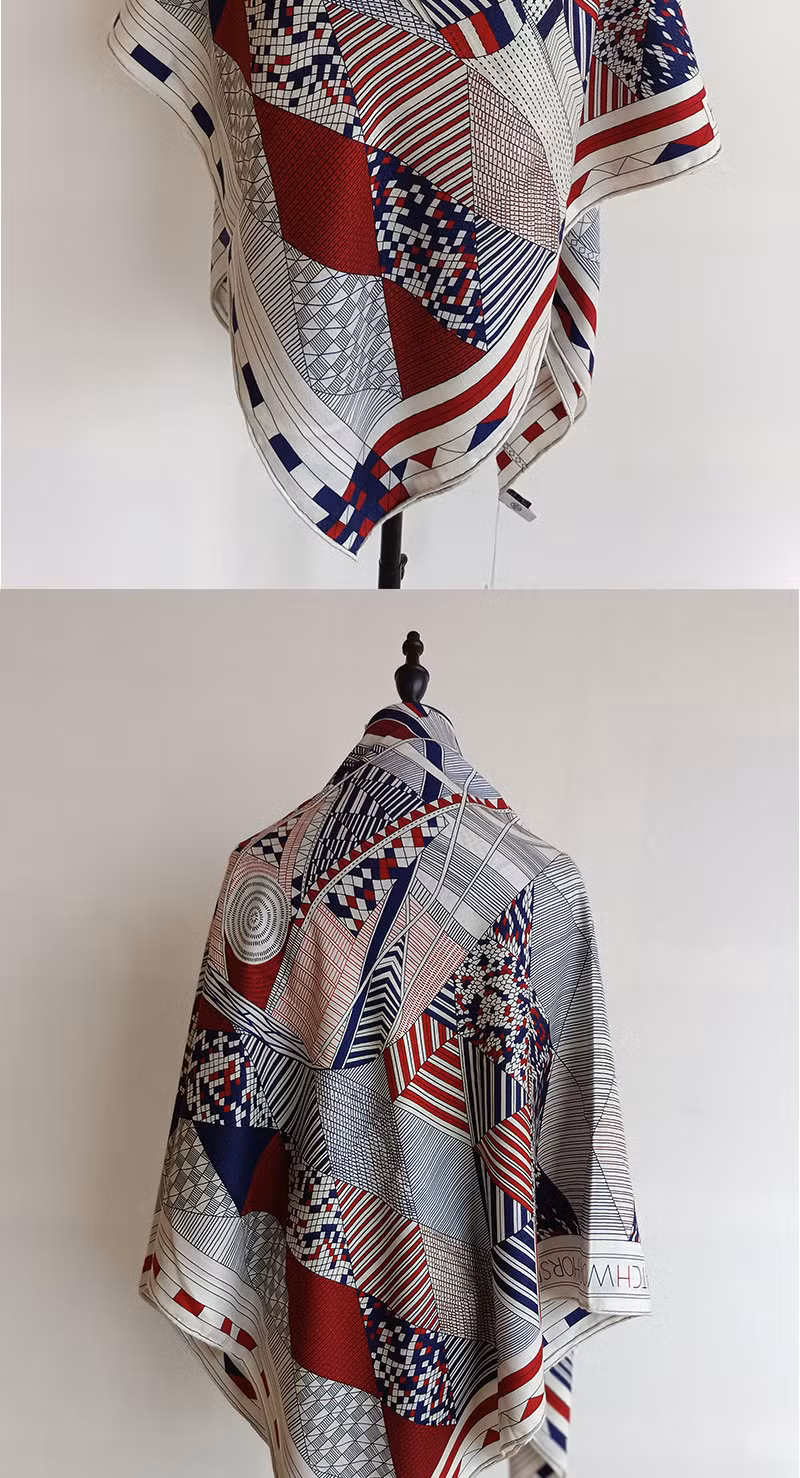 Luxurious Silk Wool Printed Shawl Scarf for Women