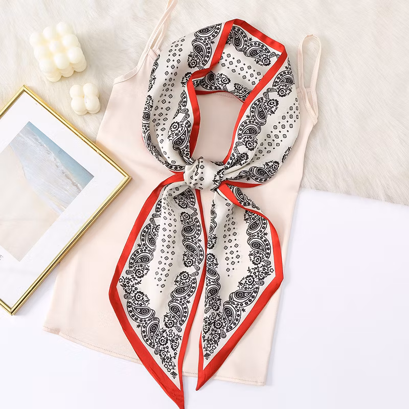 Long Custon Design Women Vintage Summer Fashion Colorful Lady Silk Scarf