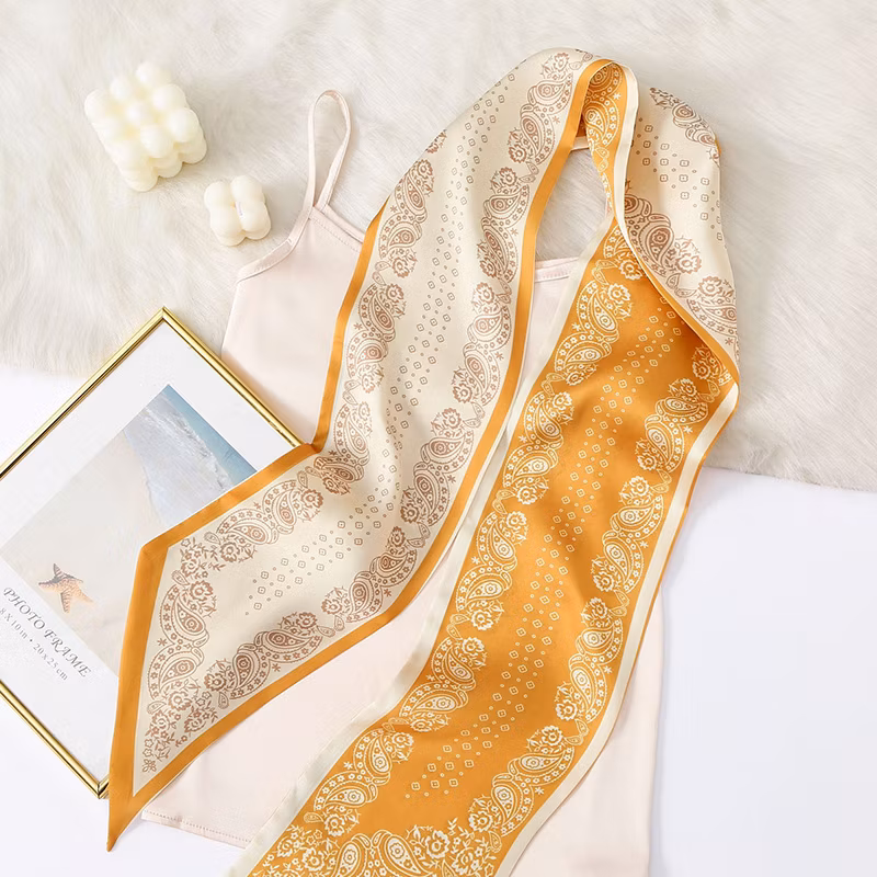 Long Custon Design Women Vintage Summer Fashion Colorful Lady Silk Scarf