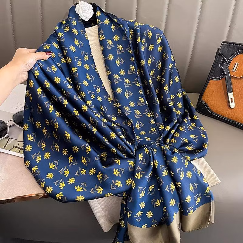 Luxury Designer Printed Silk Head Scarf Muslim Women Silk Hijabs