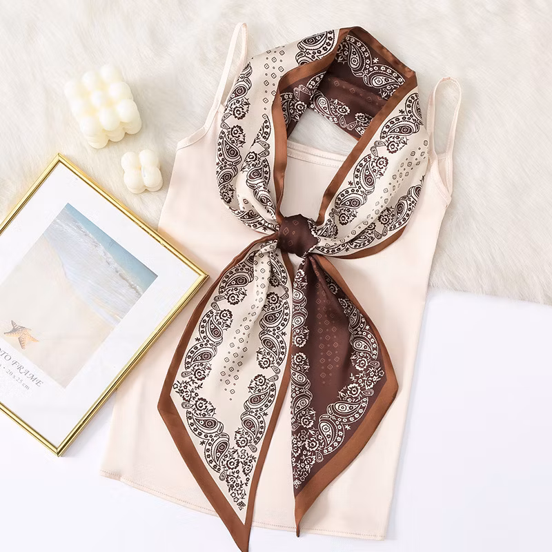 Long Custon Design Women Vintage Summer Fashion Colorful Lady Silk Scarf